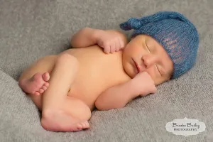 Denim Blue Newborn Baby Mohair Pixie Knot Hat