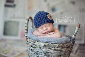 Denim Blue Newborn Button Hat