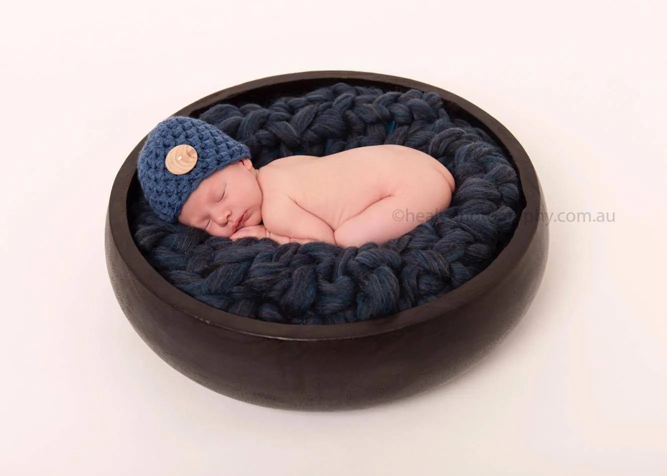 Denim Blue Newborn Button Hat