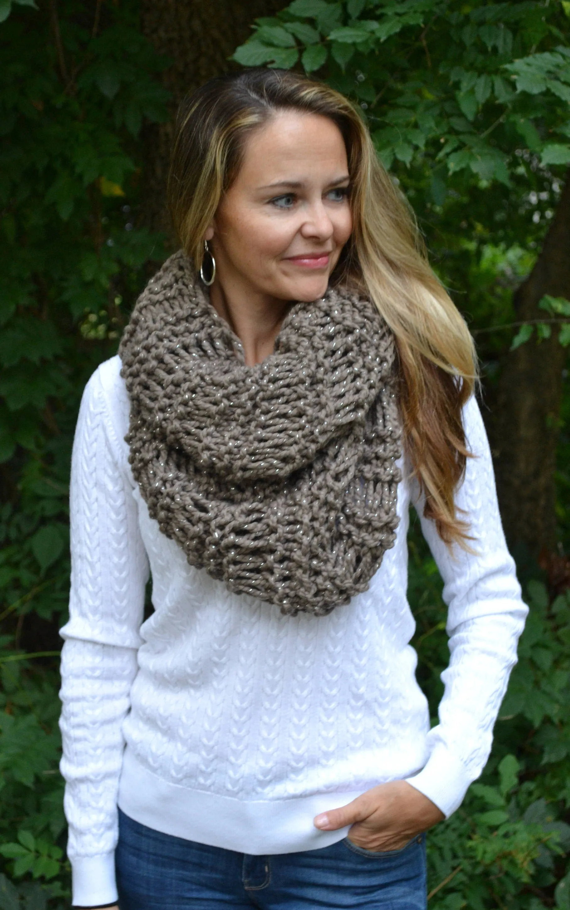 DIY KNITTING PATTERN Raleigh Oversized Cowl, Warm Knitted Scarf,  Hand Knitted Women's Oversized Boho Scarf, Easy Knit Snood, Neck Warmer