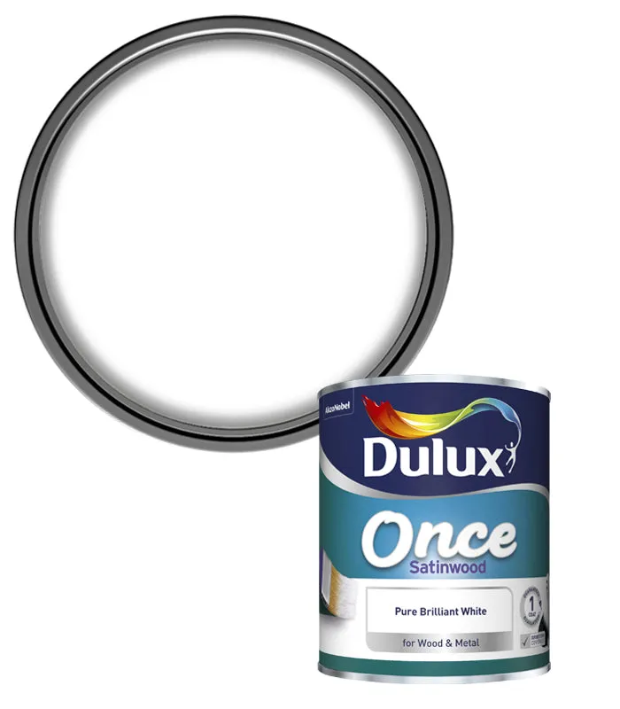 Dulux Once Satinwood Paint - Pure Brilliant White