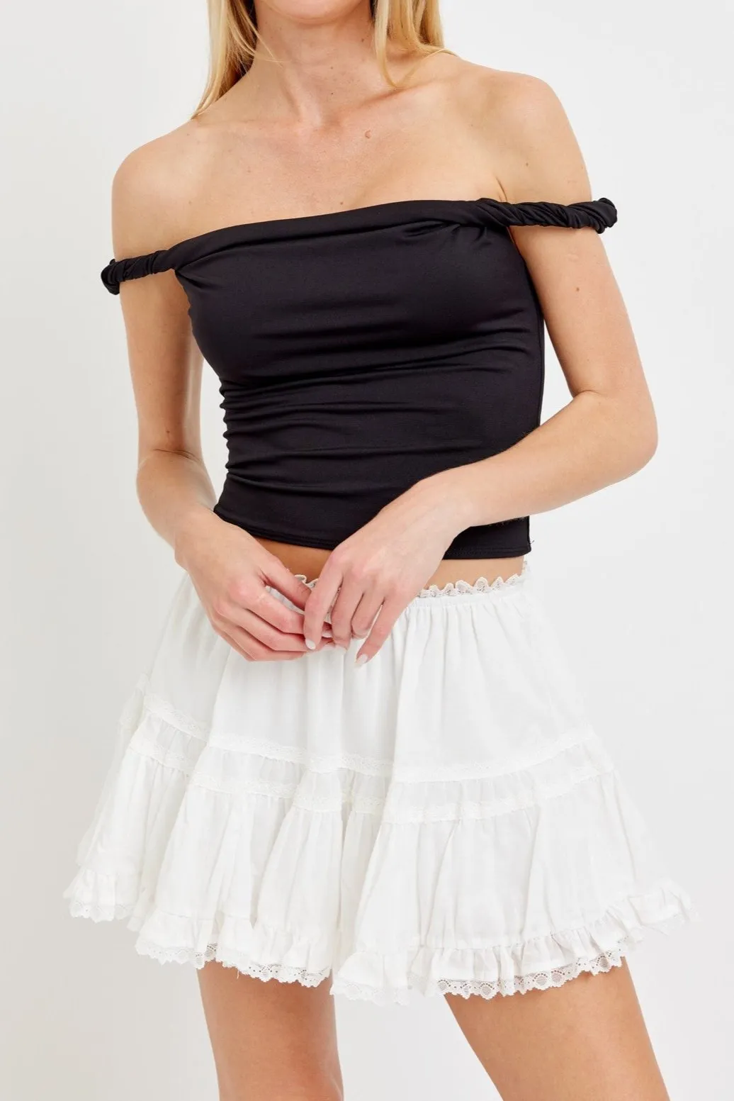 Emory Lace Trim Mini Skirt