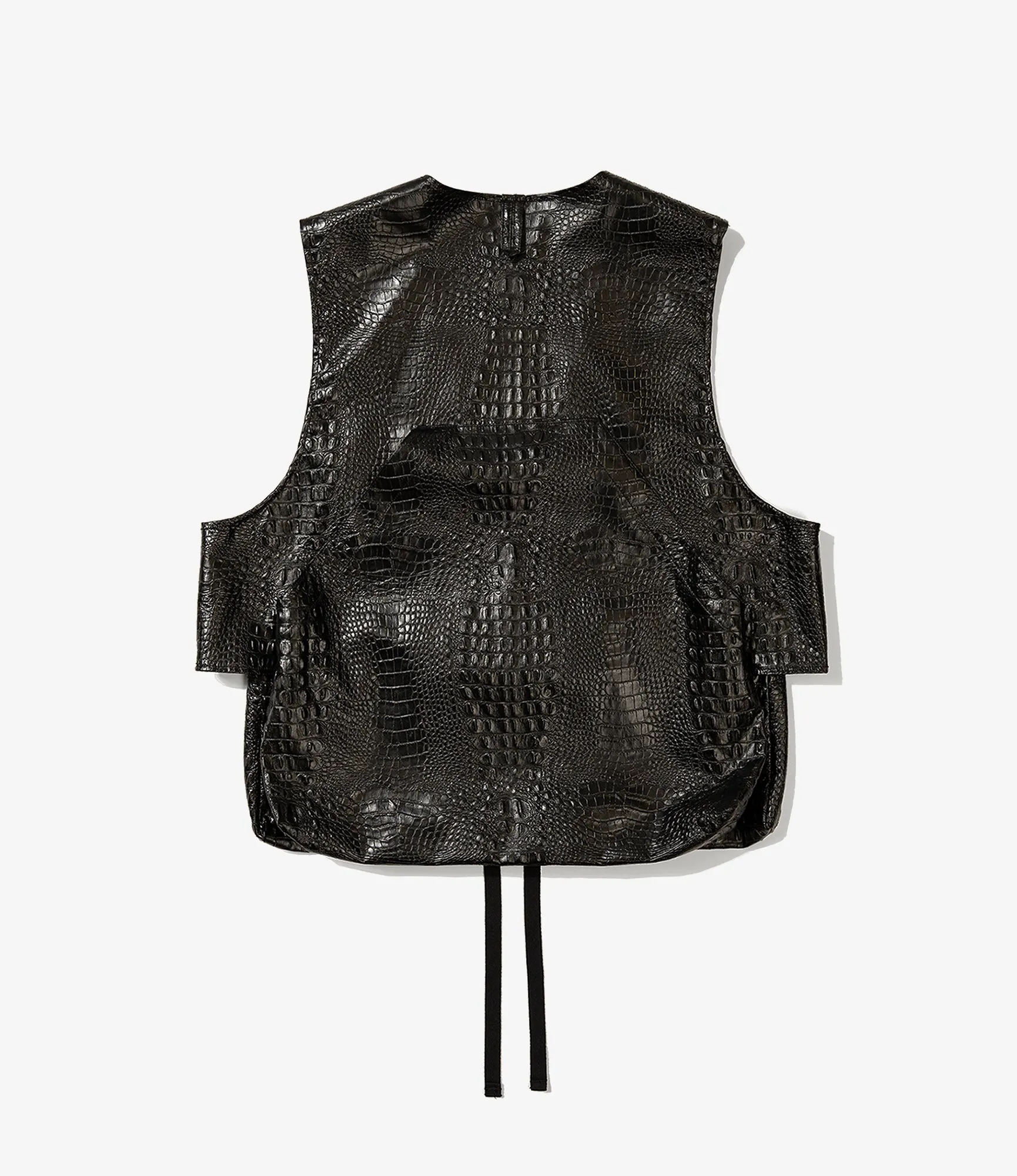 Engineered Garments Fowl Vest - Black Alligator Embossed Fake Leather