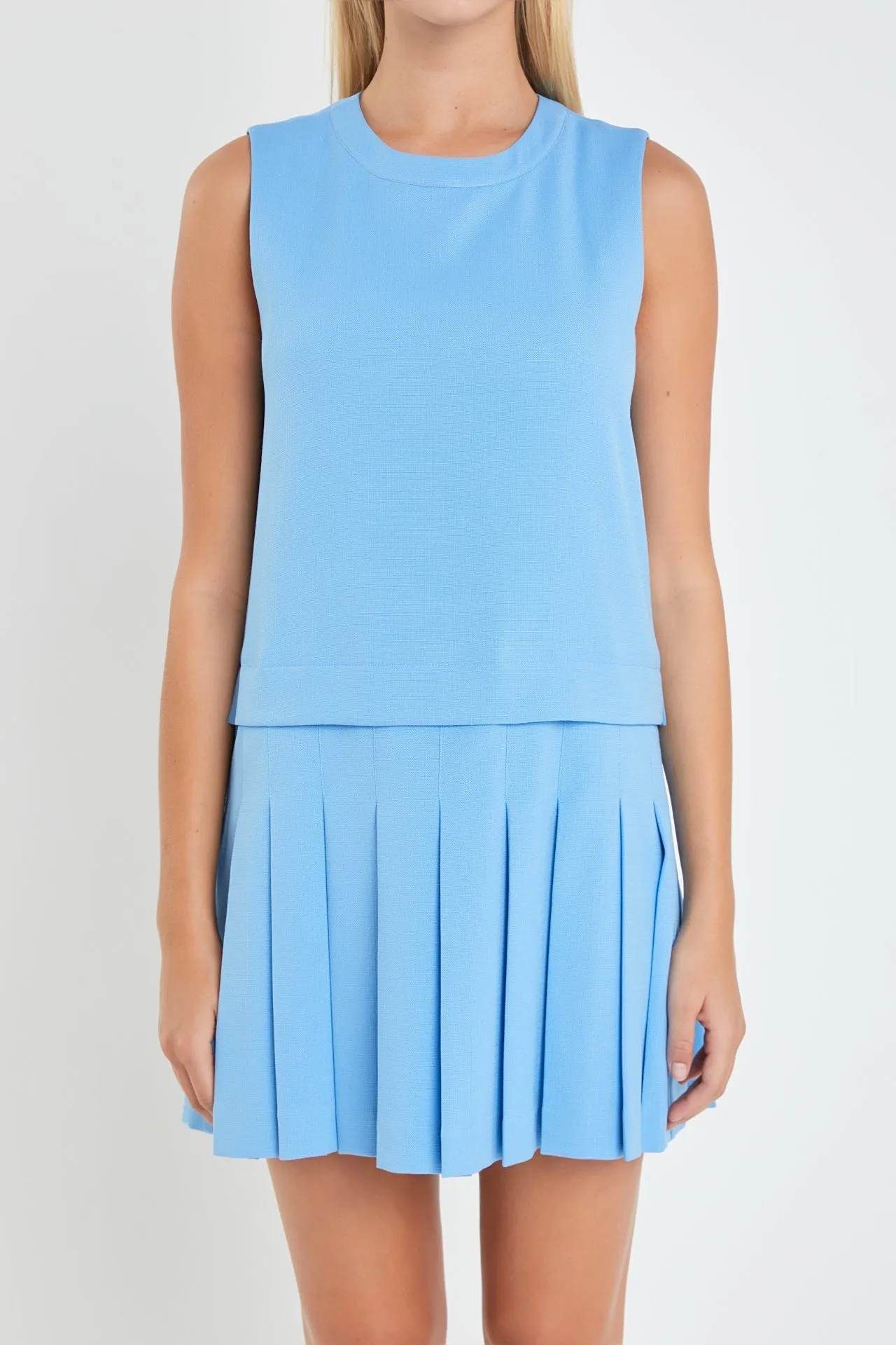 English Factory - Sleeveless Pleated Mini Dress