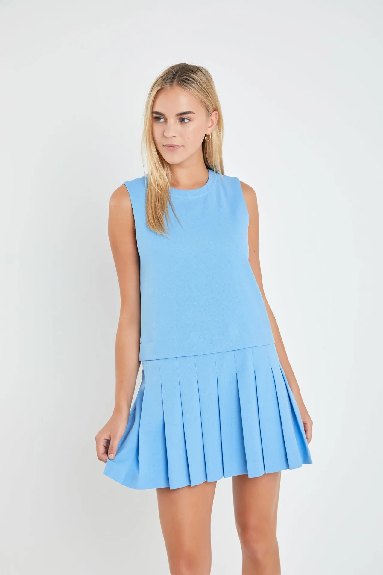 English Factory - Sleeveless Pleated Mini Dress