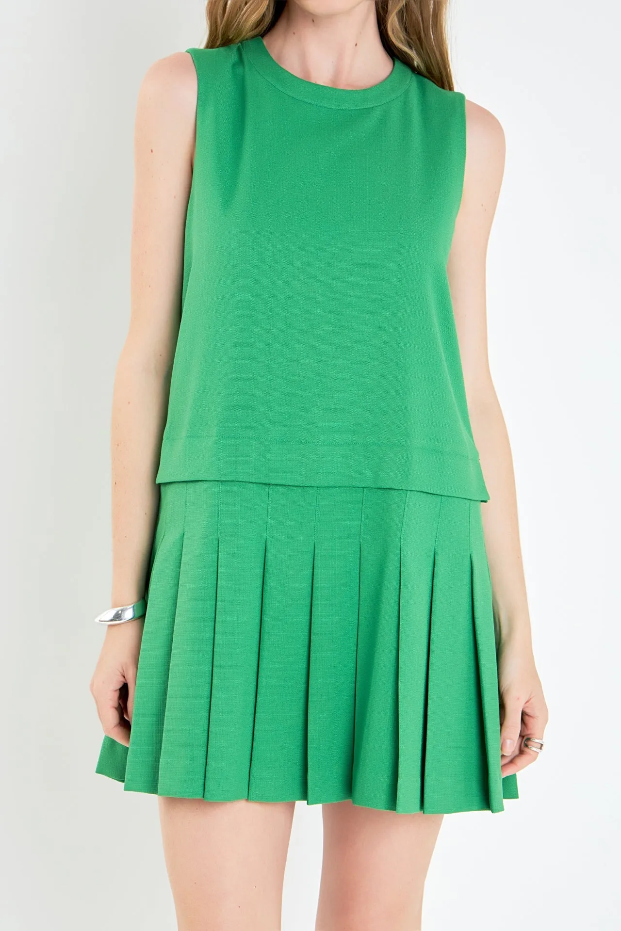 English Factory - Sleeveless Pleated Mini Dress