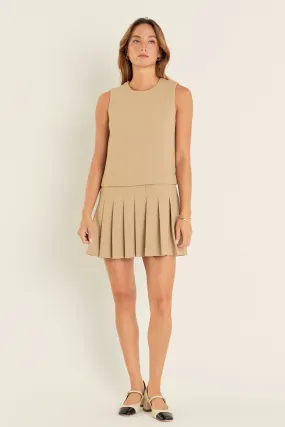 English Factory - Sleeveless Pleated Mini Dress