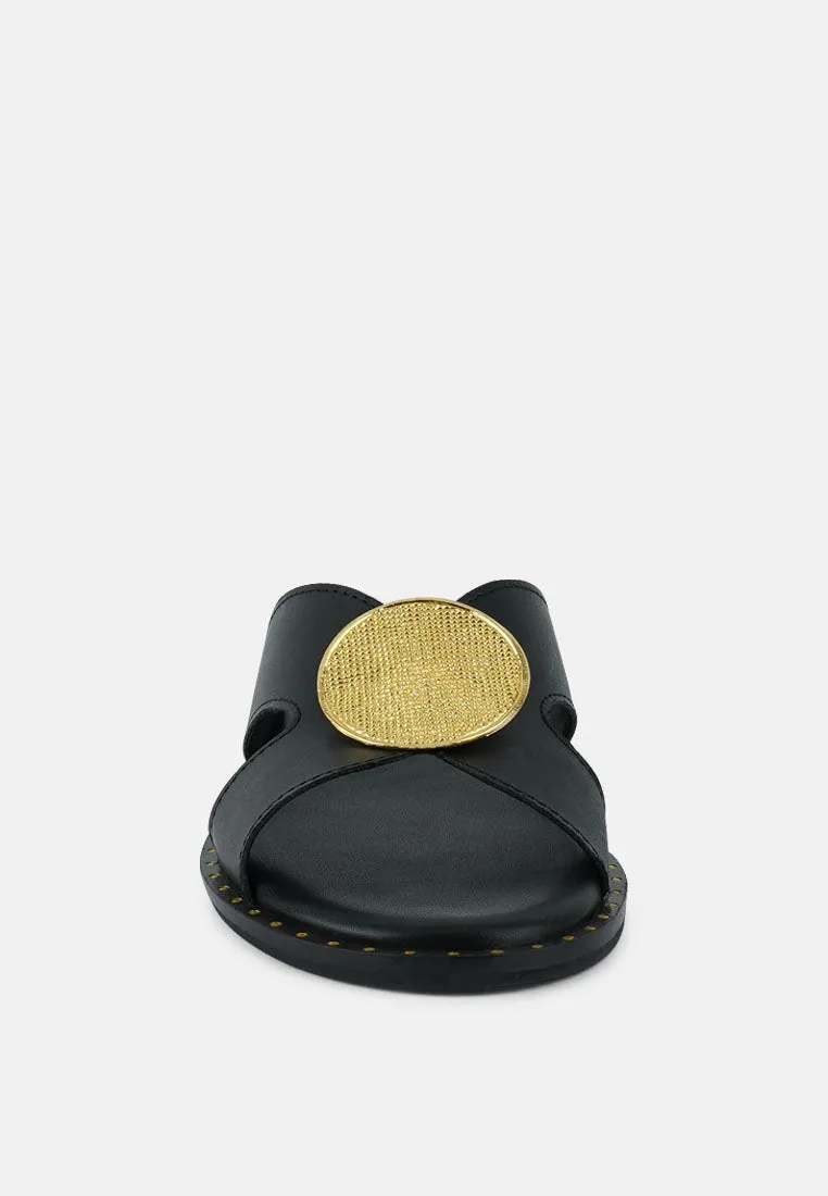 EUDORA Embellished Black Slip-ons