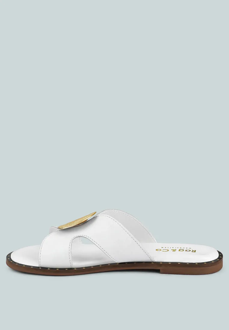 EUDORA Embellished White Slip-ons