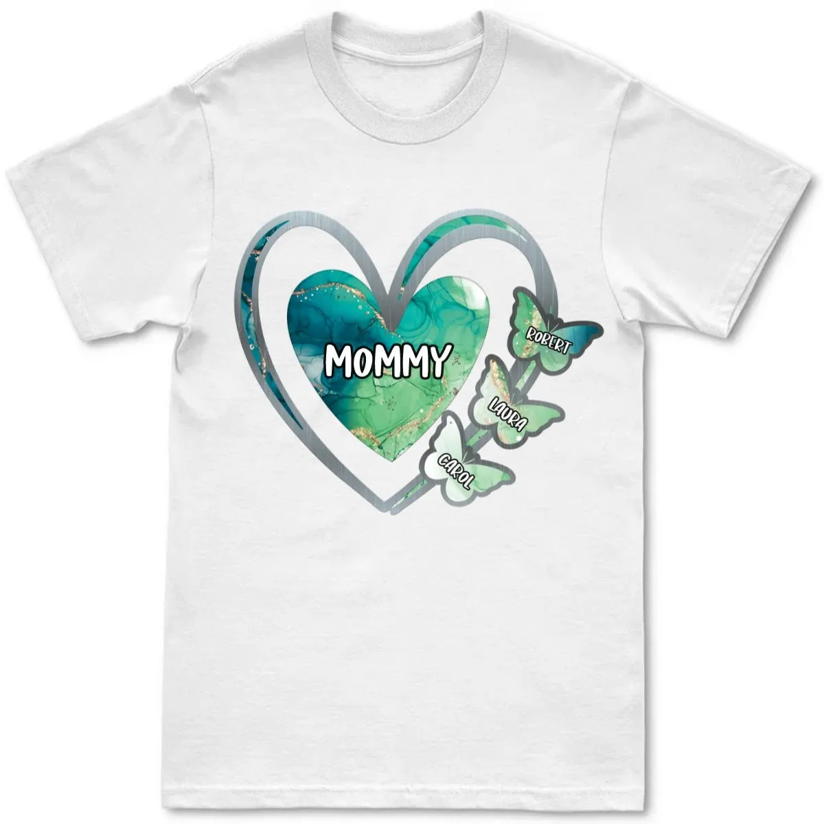 Family - Grandma, Mom Heart Butterfly Kids V2 - Personalized Unisex T-Shirt