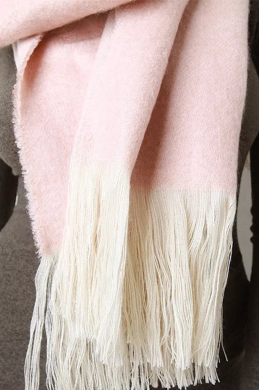 Fringe Hem Colorblock Scarf