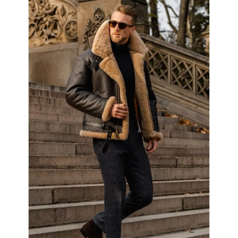 Funki Buys | Jackets | Men's Warm Faux Fur and Leather Jacket