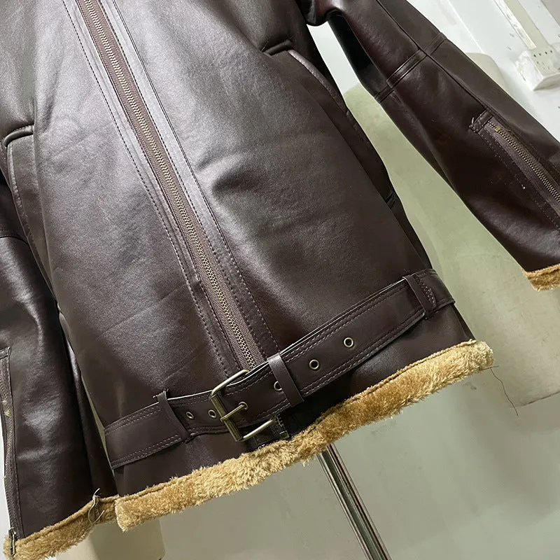 Funki Buys | Jackets | Men's Warm Faux Fur and Leather Jacket