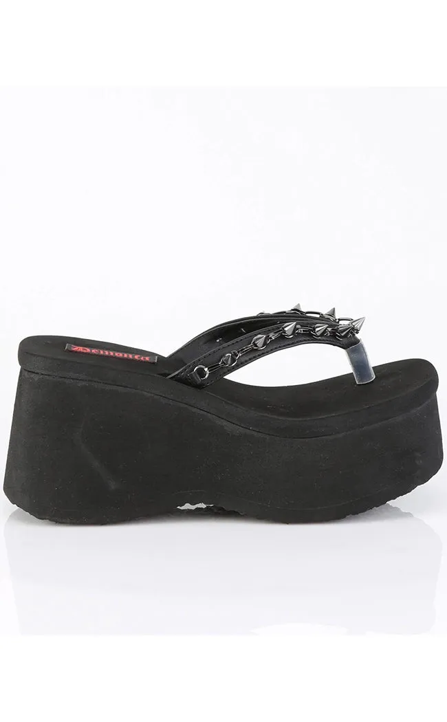 FUNN-35 Black Platform Slide Sandals