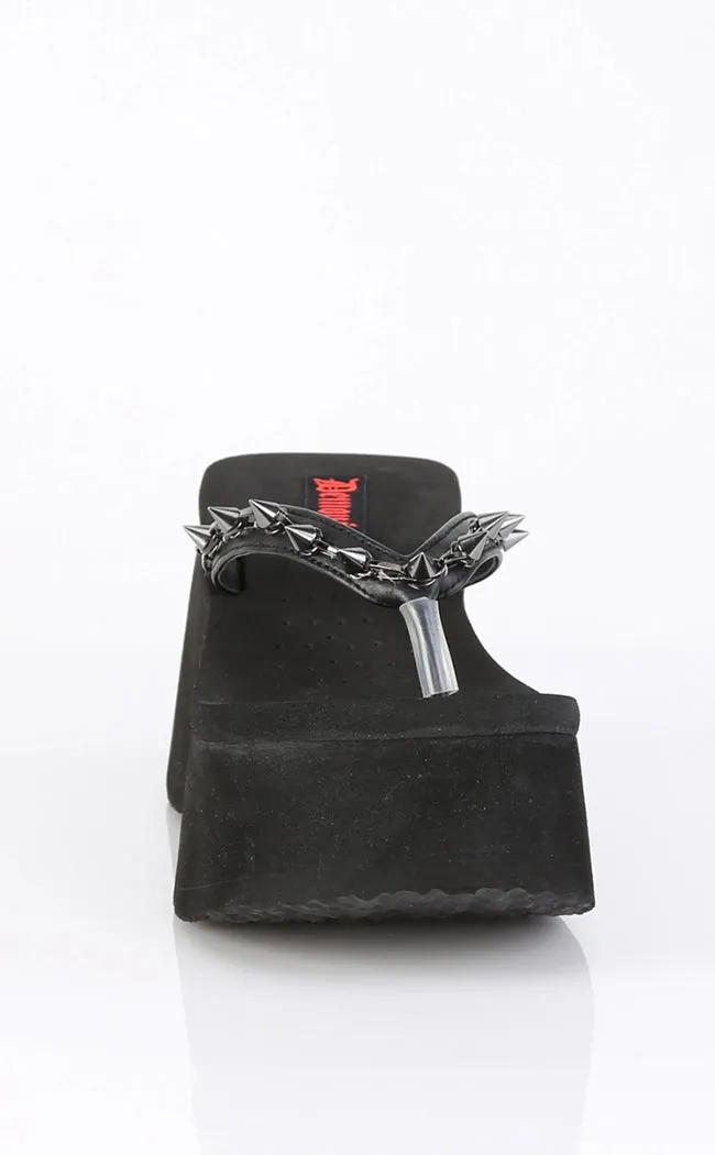 FUNN-35 Black Platform Slide Sandals