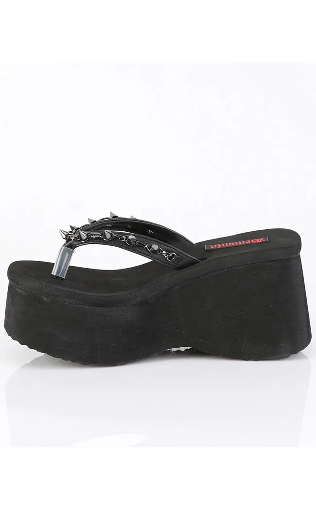 FUNN-35 Black Platform Slide Sandals