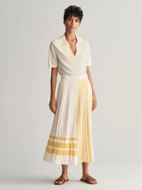 Gant Women Cream Striped Regular Fit Pleated Skirt