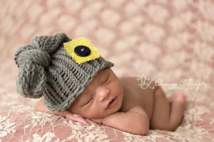 Gray Knit Newborn Pixie Slouch Hat