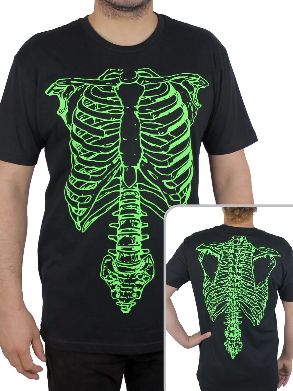 Green Skeleton Shirt - Printed on Front and Back