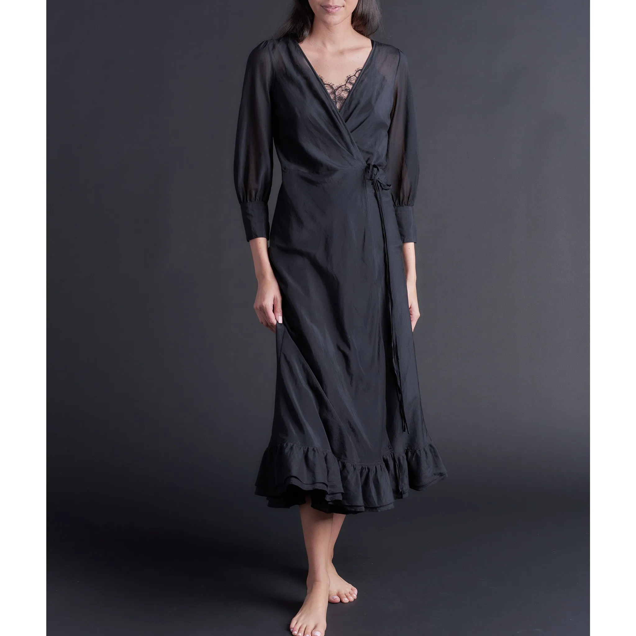 Hestia Wrap Robe in Silk Cotton Voile