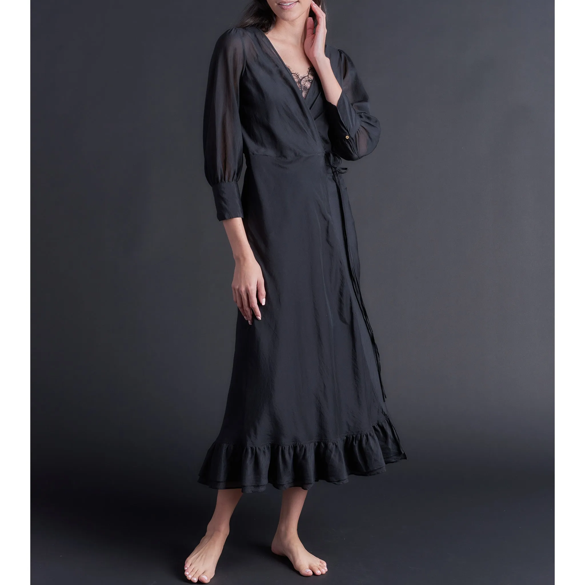 Hestia Wrap Robe in Silk Cotton Voile