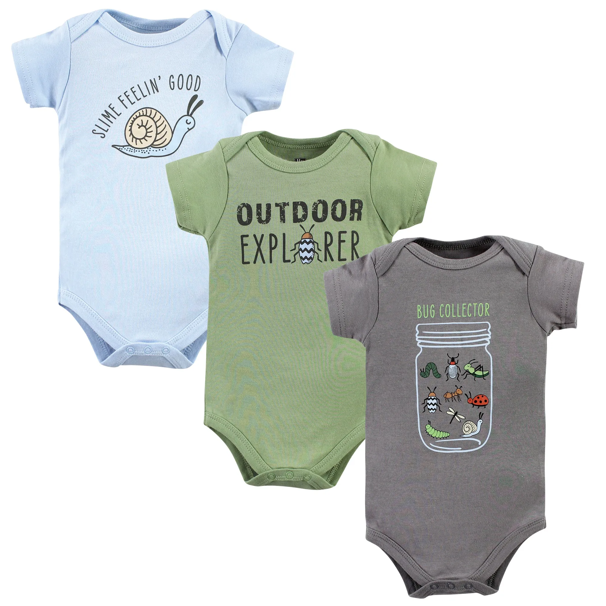 Hudson Baby Cotton Bodysuits, Bugs 3-Pack