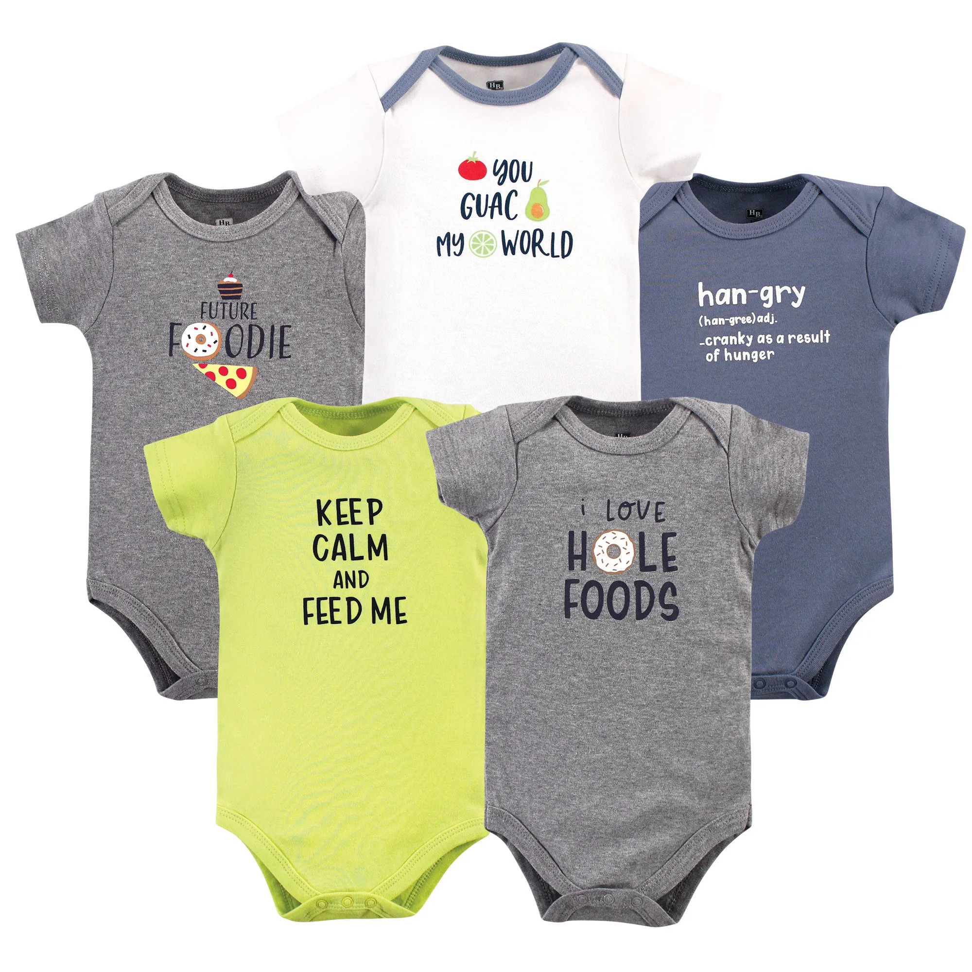 Hudson Baby Cotton Bodysuits, Food Boy