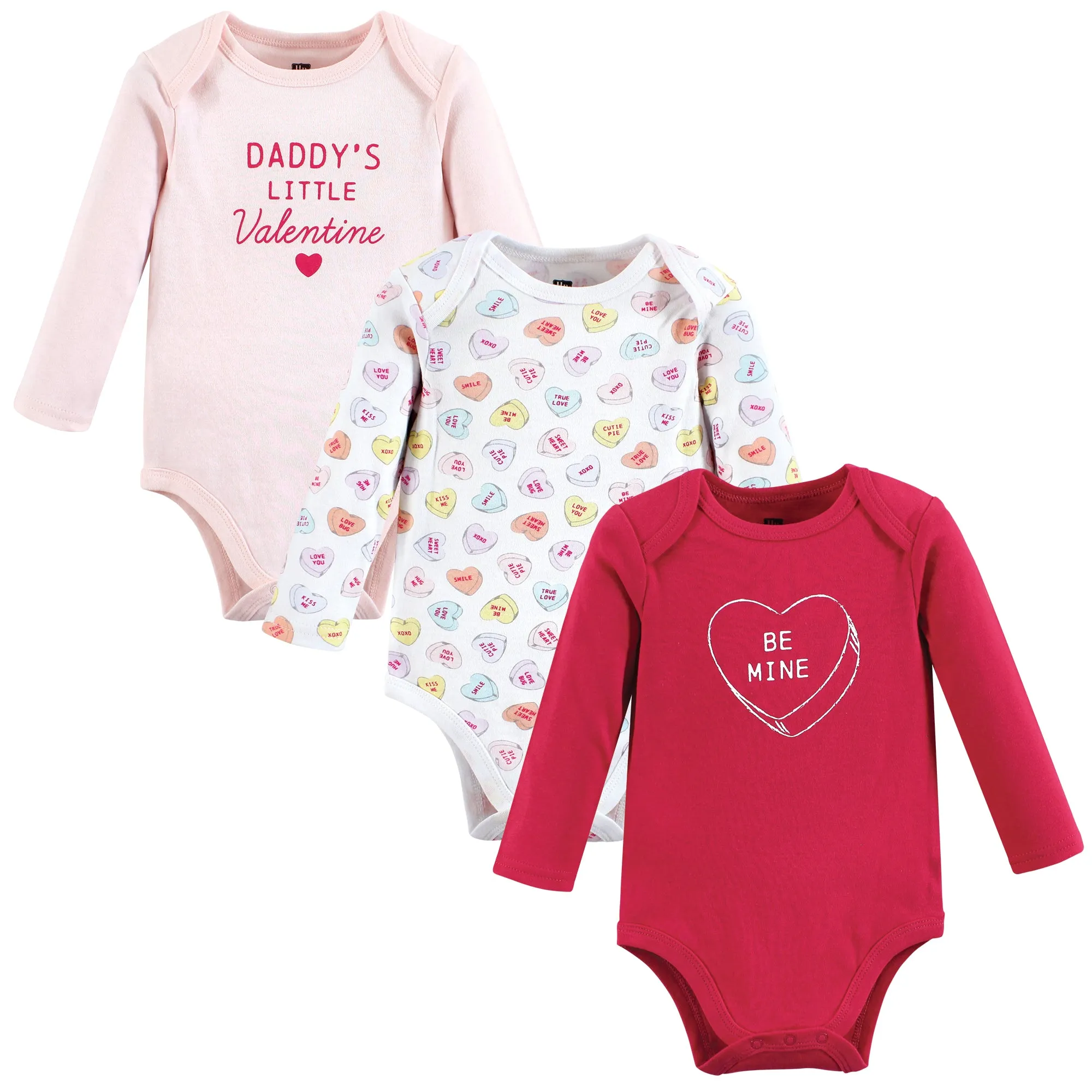 Hudson Baby Cotton Long-Sleeve Bodysuits, Be Mine Valentine