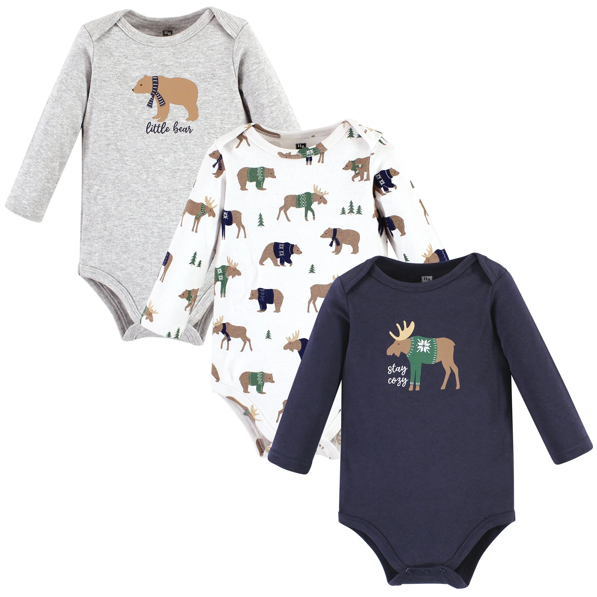 Hudson Baby Cotton Long-Sleeve Bodysuits, Moose Bear Sweater