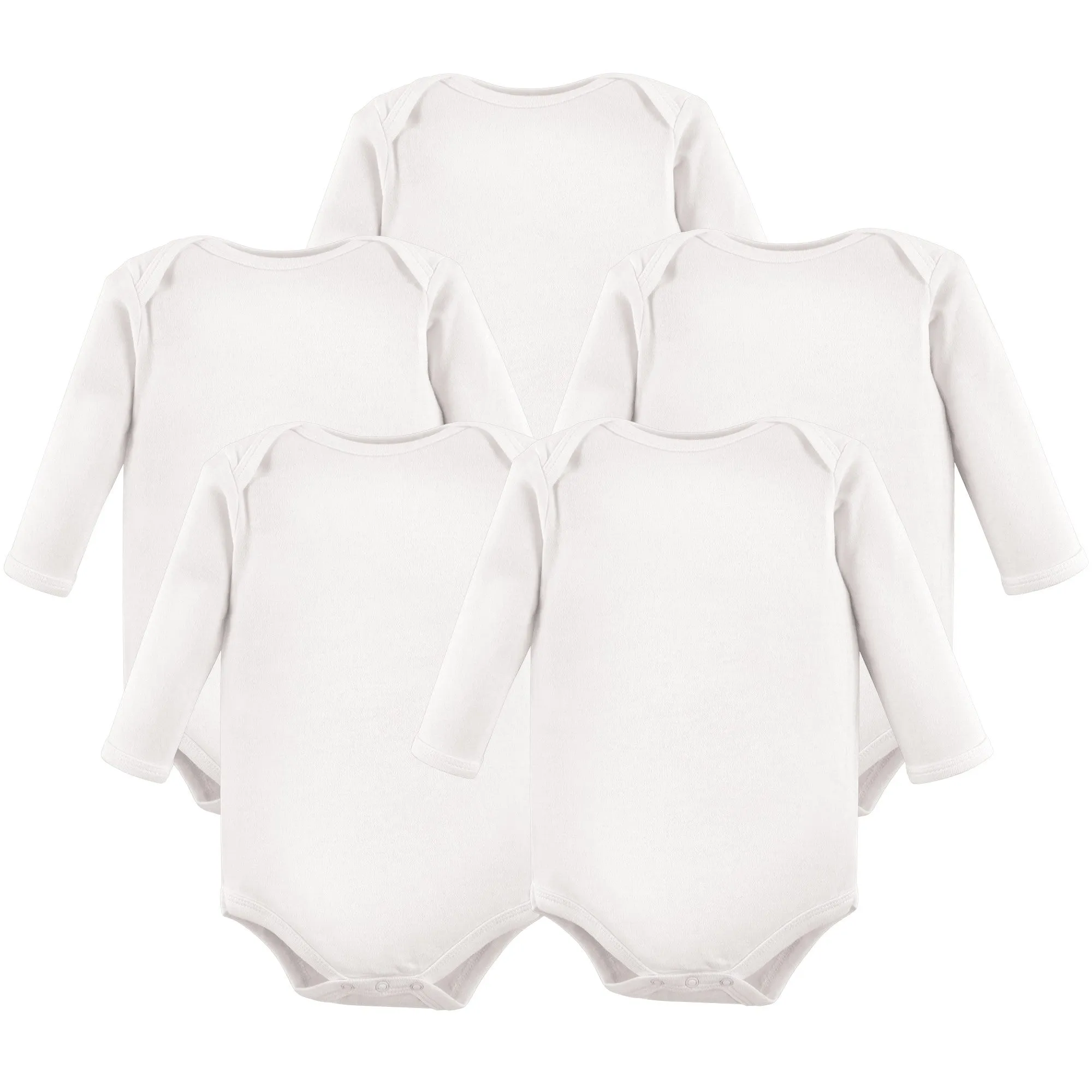 Hudson Baby Cotton Long-Sleeve Bodysuits, White