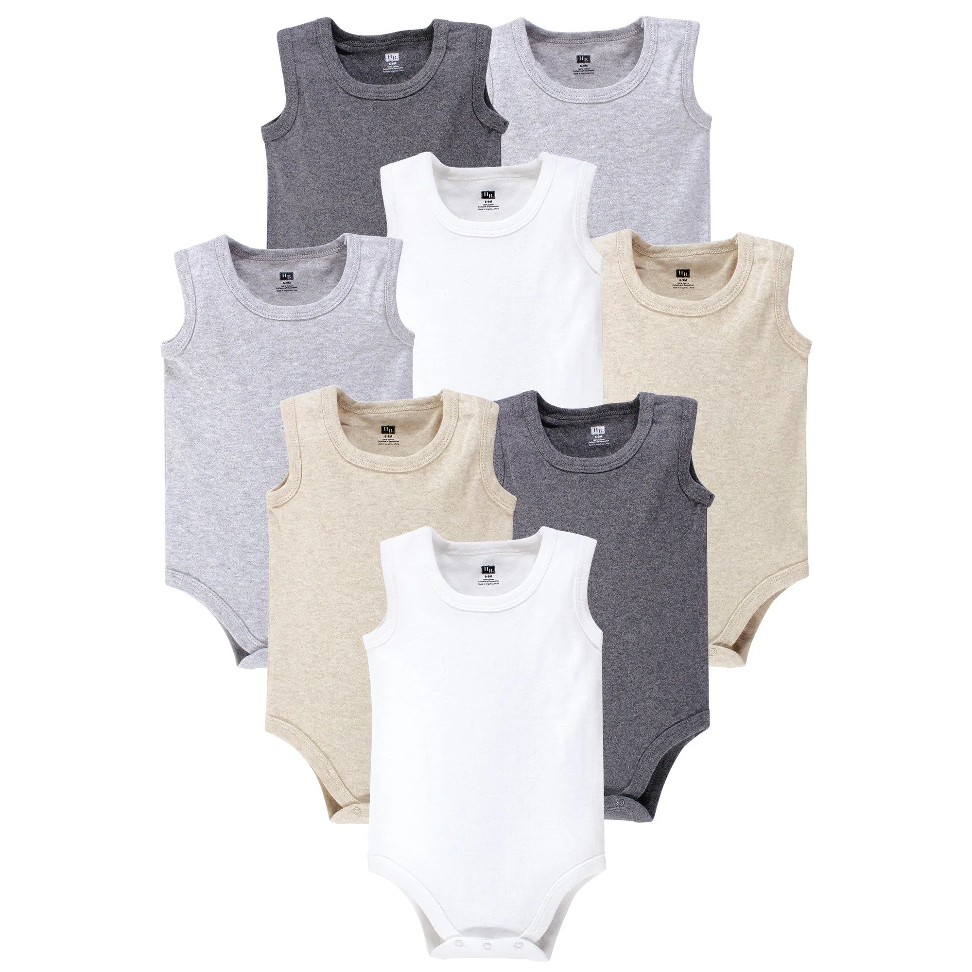 Hudson Baby Cotton Sleeveless Bodysuits, Heather Gray