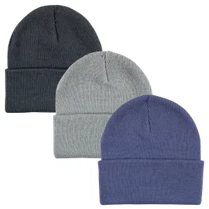 Hudson Baby Knit Cuffed Beanie 3pk, Bijou Blue