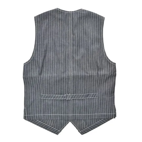 INDIGO VINTAGE STRIPE WORK VEST