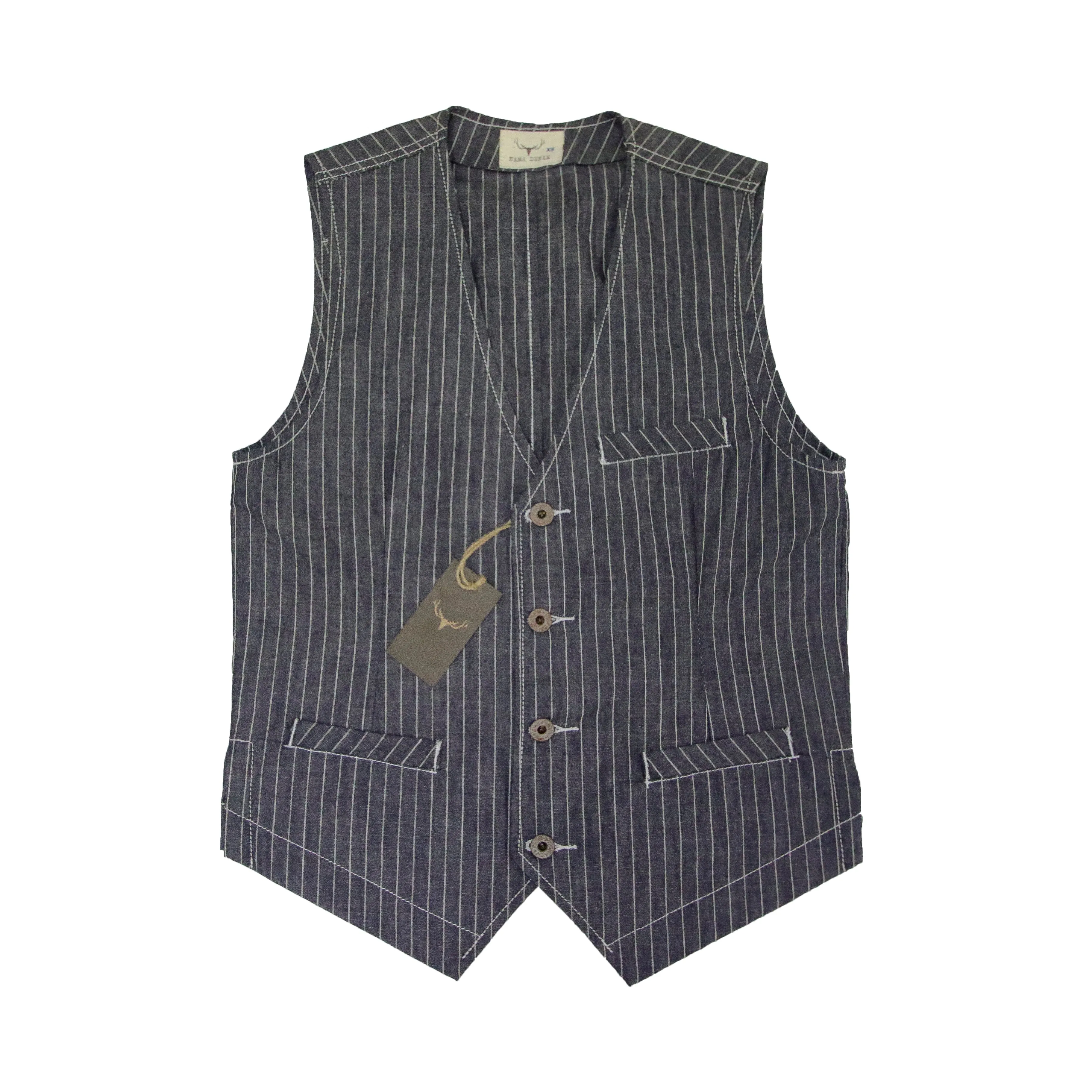 INDIGO VINTAGE STRIPE WORK VEST