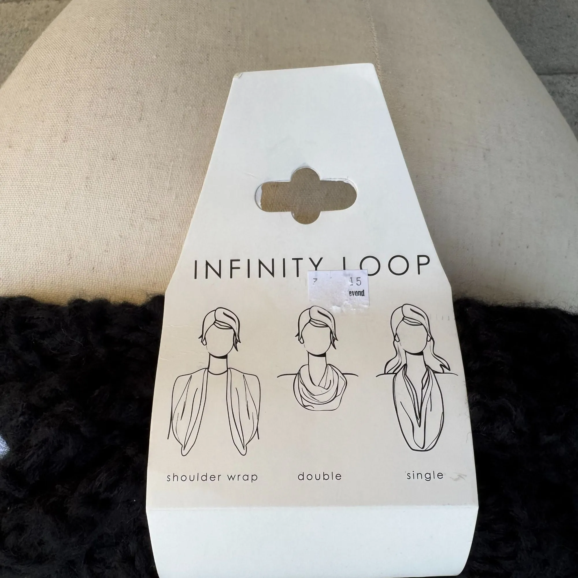 Infinity Loop Black Shoulder Wrap Single Double Infinity Chunky Knitted Scarf OS