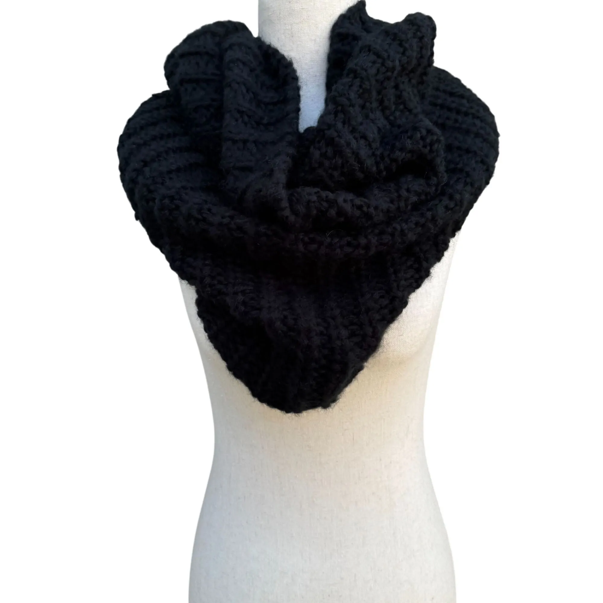 Infinity Loop Black Shoulder Wrap Single Double Infinity Chunky Knitted Scarf OS