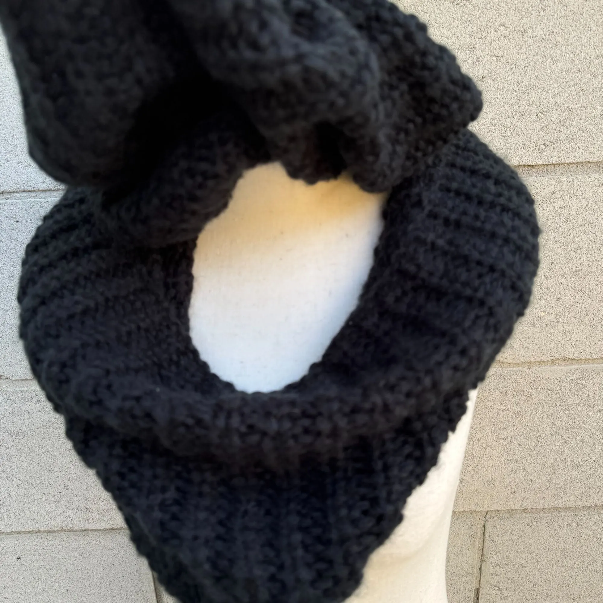 Infinity Loop Black Shoulder Wrap Single Double Infinity Chunky Knitted Scarf OS