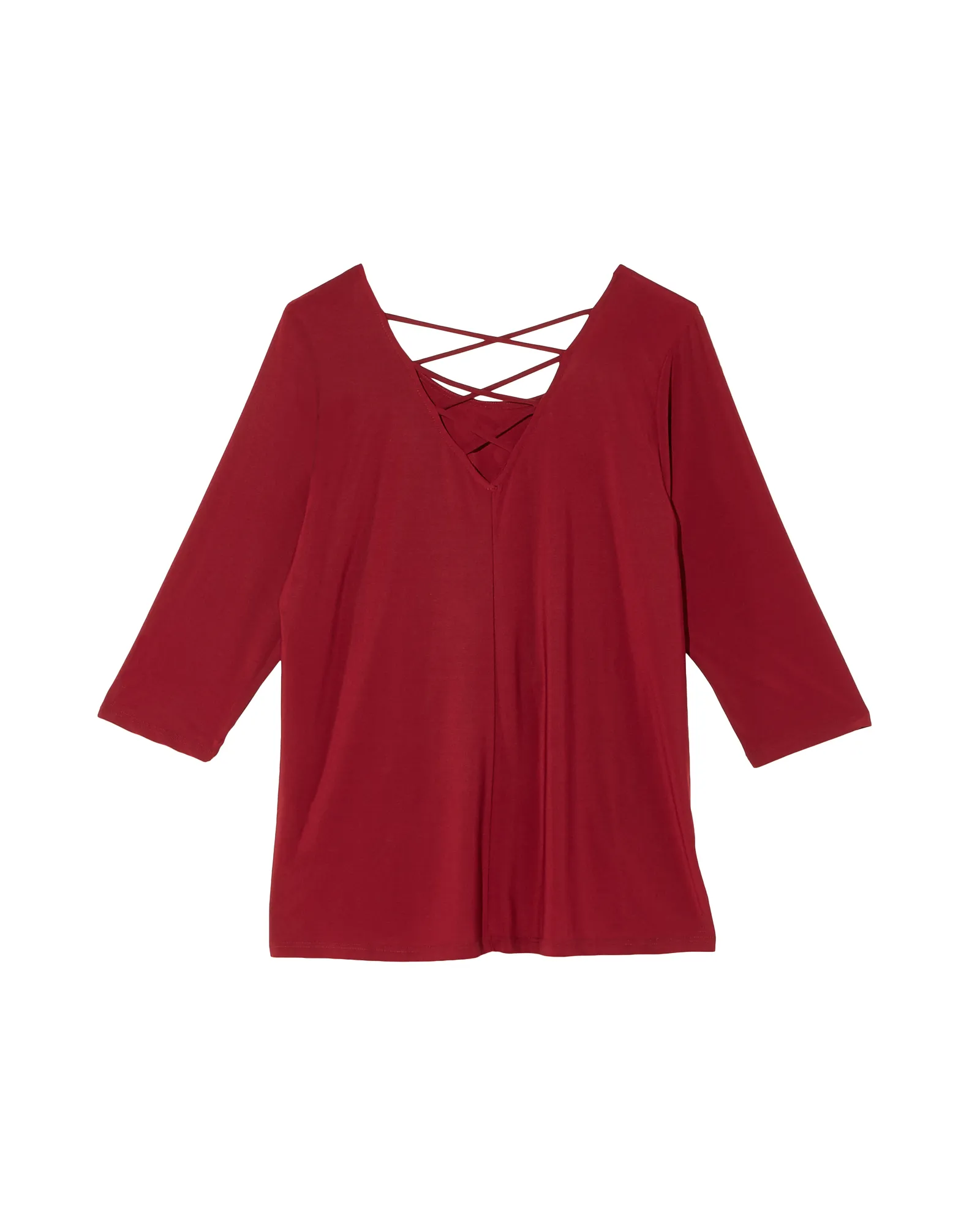 Jes Knit Lattice Back Top | Burgundy