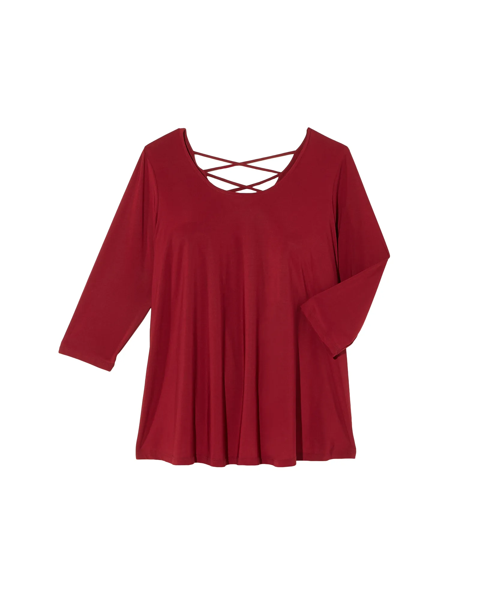 Jes Knit Lattice Back Top | Burgundy