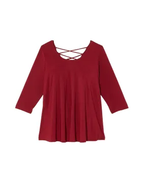 Jes Knit Lattice Back Top | Burgundy