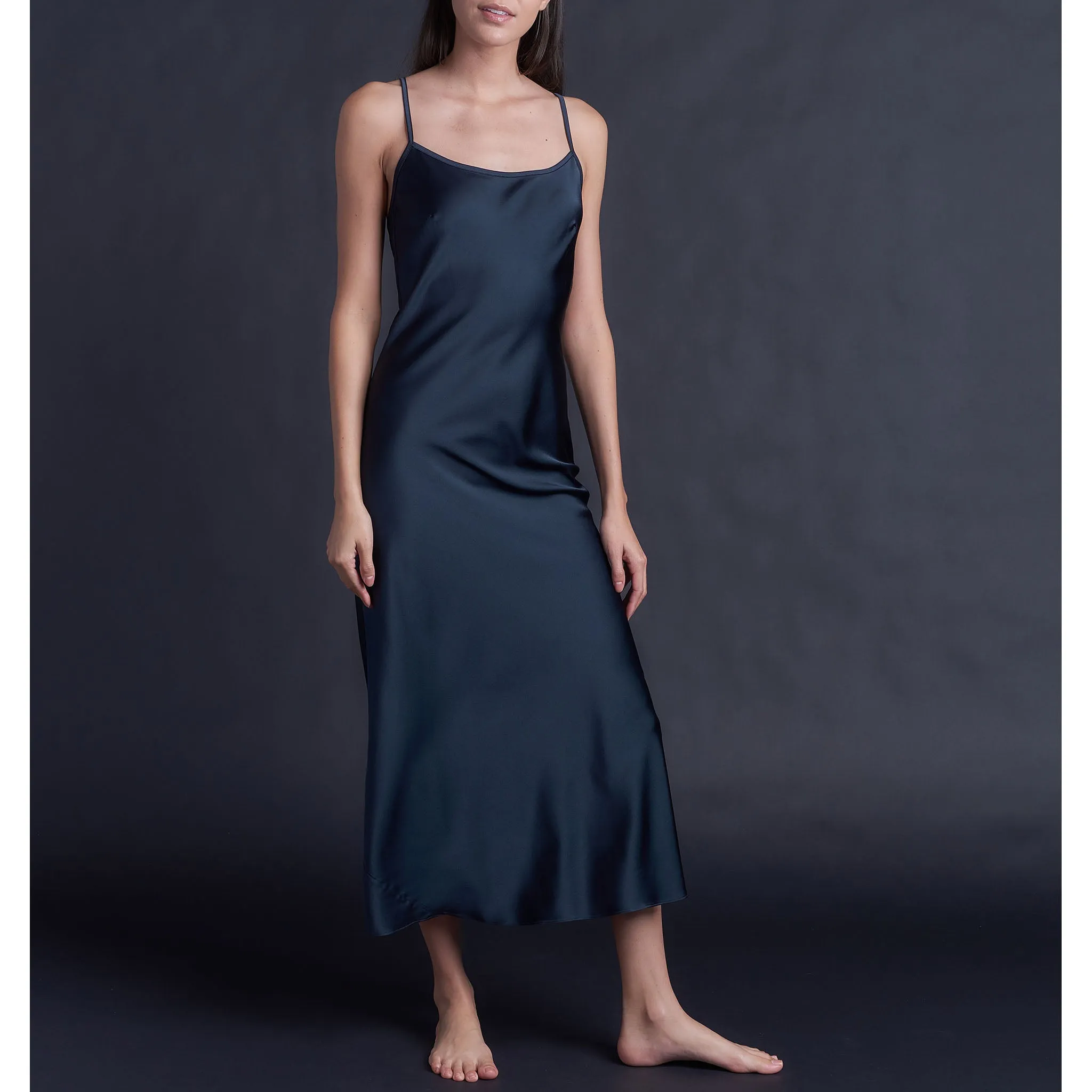 Juno Slip Dress in Sapphire Silk Charmeuse