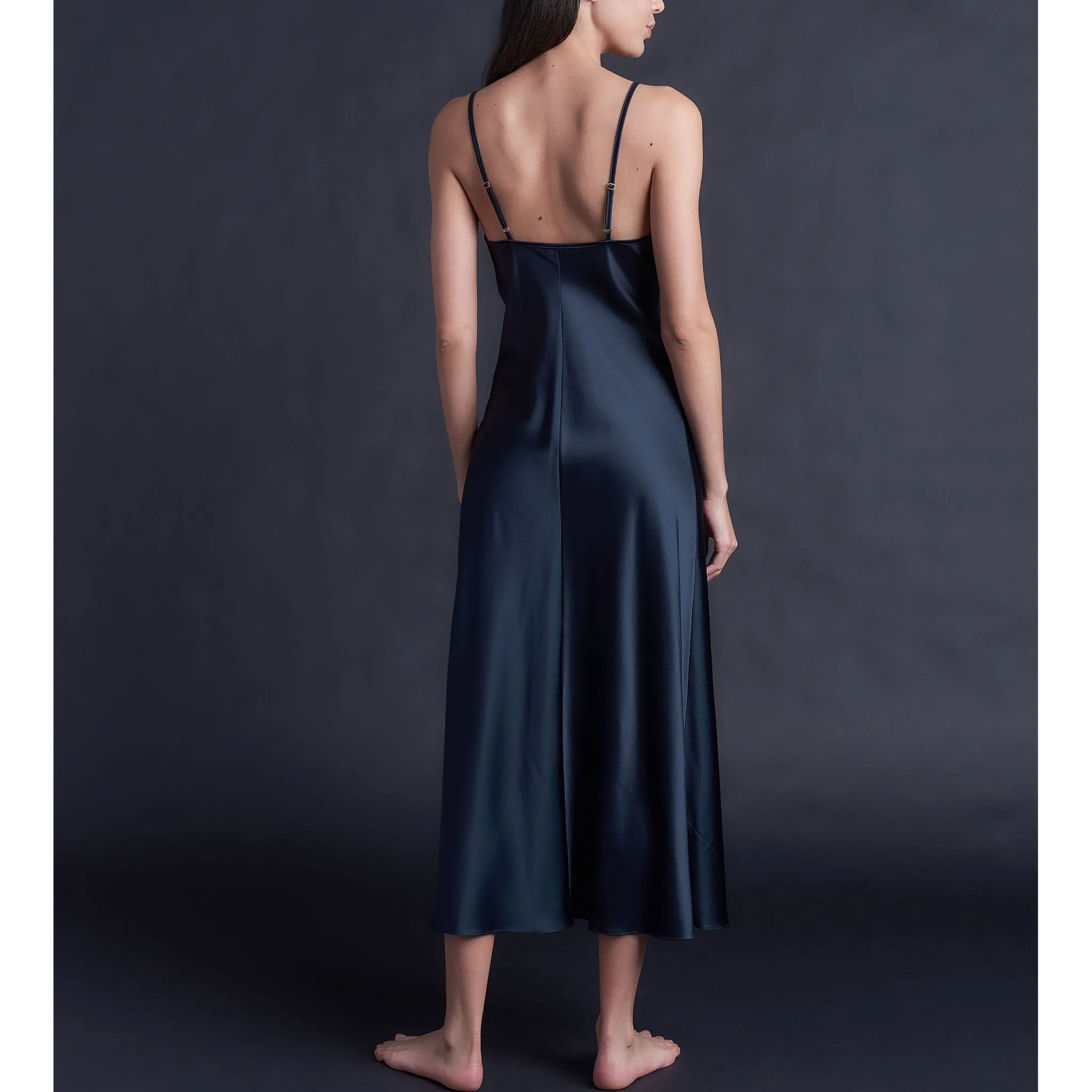 Juno Slip Dress in Sapphire Silk Charmeuse