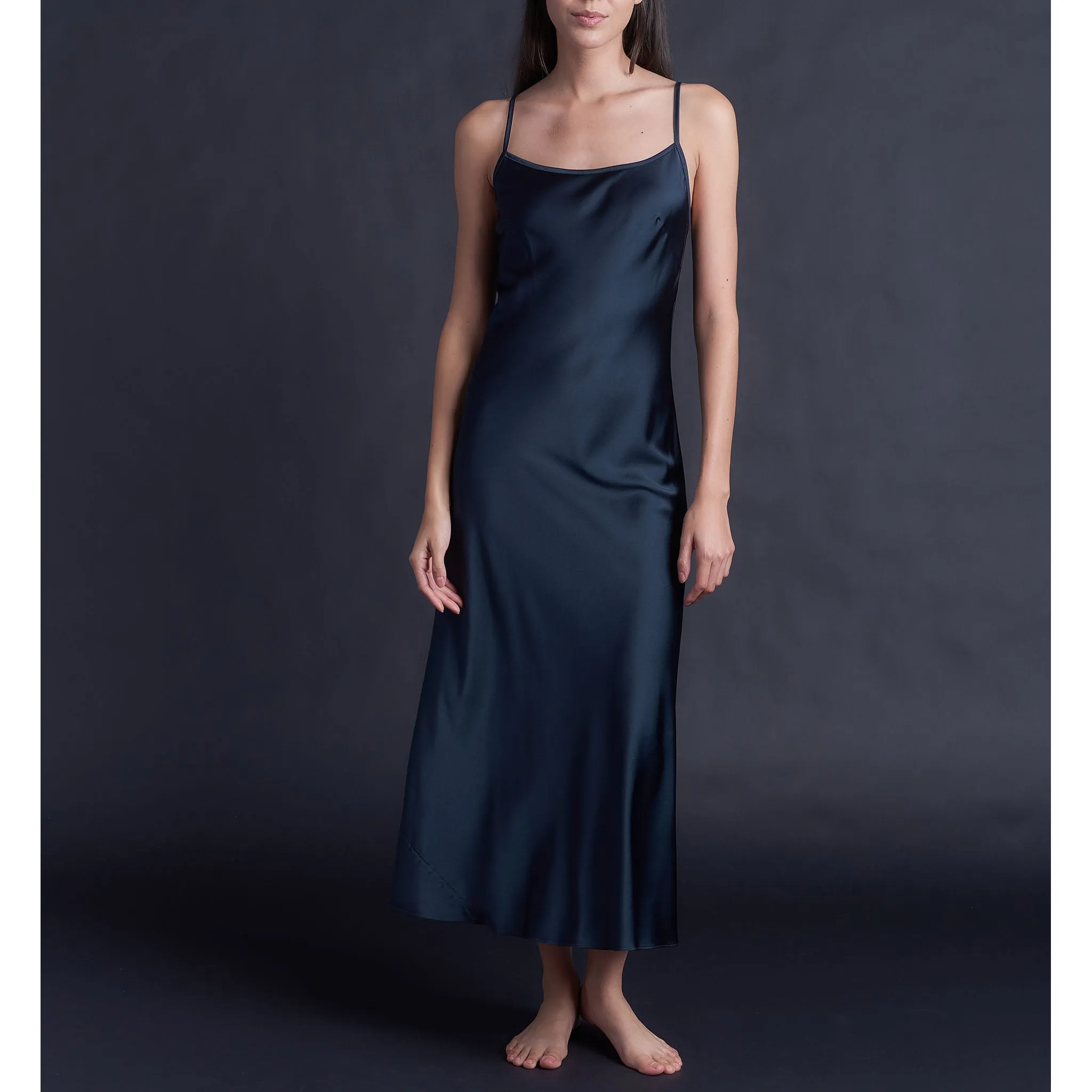 Juno Slip Dress in Sapphire Silk Charmeuse