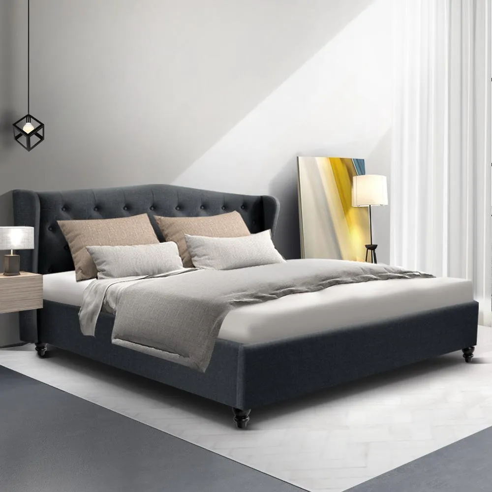 King Premium Package | Altona Bed Charcoal, Algarve Euro Top Mattress (Medium Firm) & Bamboo Mattress Topper!