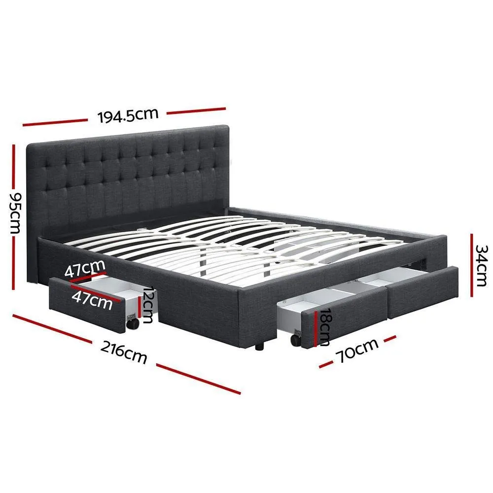 King Premium Package | Trinity Bed Charcoal, Luna Series Euro Top Mattress (Medium Firm) & Bamboo Mattress Topper!