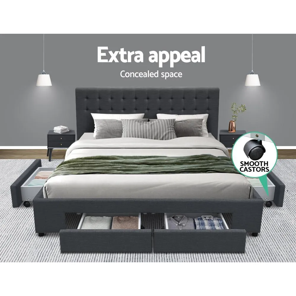 King Premium Package | Trinity Bed Charcoal, Luna Series Euro Top Mattress (Medium Firm) & Bamboo Mattress Topper!