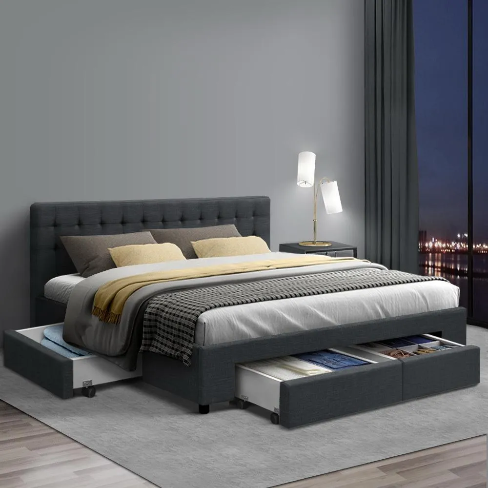 King Premium Package | Trinity Bed Charcoal, Luna Series Euro Top Mattress (Medium Firm) & Bamboo Mattress Topper!