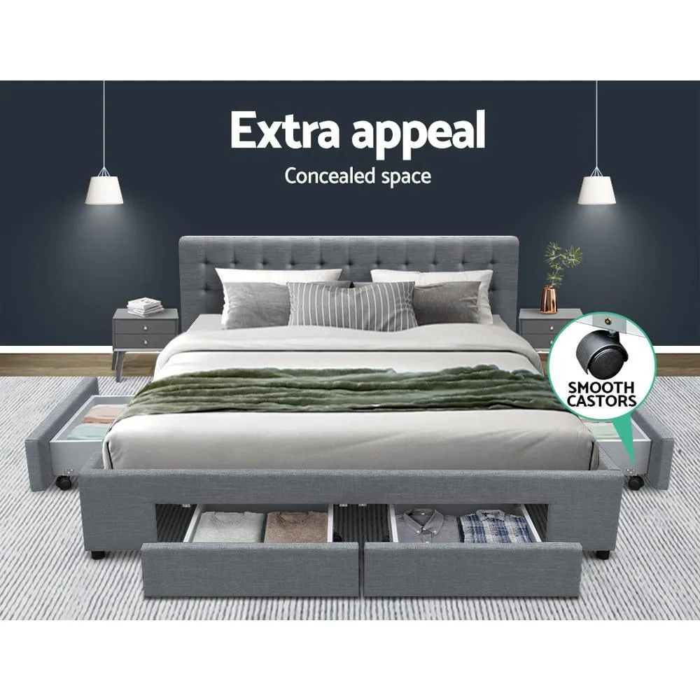 King Premium Package | Trinity Bed Grey, Luna Series Euro Top Mattress (Medium Firm) & Bamboo Mattress Topper!