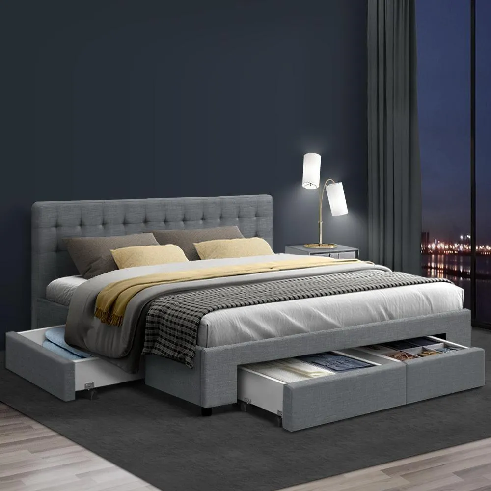 King Premium Package | Trinity Bed Grey, Luna Series Euro Top Mattress (Medium Firm) & Bamboo Mattress Topper!