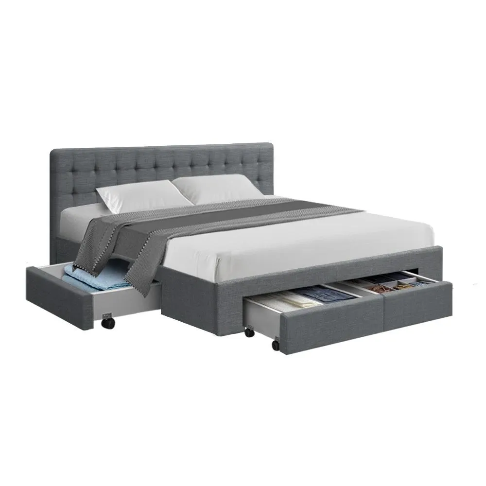 King Premium Package | Trinity Bed Grey, Luna Series Euro Top Mattress (Medium Firm) & Bamboo Mattress Topper!